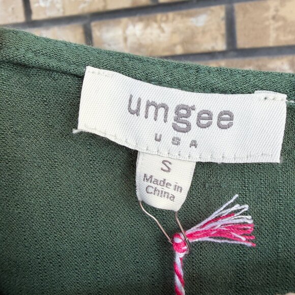 🆕 NWT Umgee Embroidered Linen Blend High Low Dress Green Size S - Picture 6 of 11